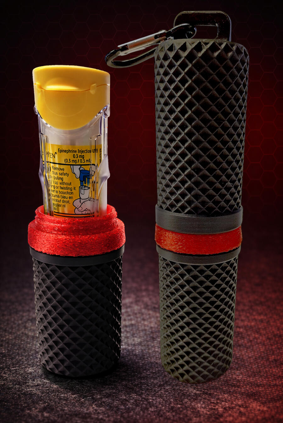 MyGuardPod protective case showing internal fit for emergency medication